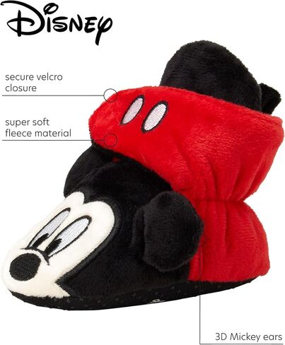 Disney Baby Boys' Mickey Mouse Booties - Soft Fleece Slipper Socks Newborn/Infant Size Months Bootie in Kuwait