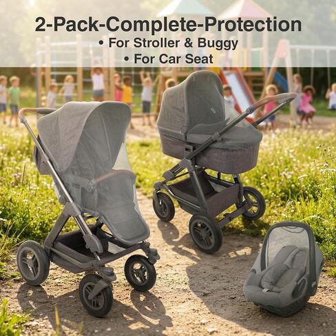 Baby Mosquito Net 2 Pack for Stroller and Infant Car Seat Bug Net for Pram Bassinet and Baby Carrier Breathable Mesh Insect Protection for Newborn Travel in Kuwait