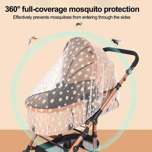 Mosquito Net for Cradle, Mosquito Netting Cover with White Daisy Pattern, Portable Lightweight Breathable Mesh Insect Net for Car Seat, Bassinet, Travel, Camping, Outdoor Use, Personal Bug Protection in Kuwait