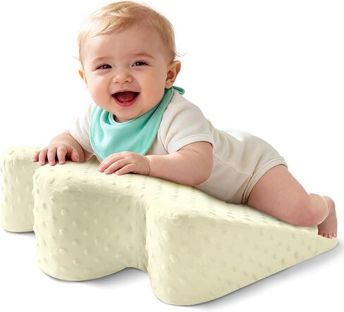 EKEPE 2026 Upgraded Nursing Reflux Prop with Leather Cover for Baby Gas, Colic Relief & Burp, Memory Foam Tummy Time Prop for Infant 0-12 Months Feeding, Neck, Shoulder and Body Support - Grey in Kuwait