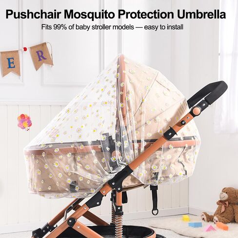 Mosquito Net for Cradle, Mosquito Netting Cover with White Daisy Pattern, Portable Lightweight Breathable Mesh Insect Net for Car Seat, Bassinet, Travel, Camping, Outdoor Use, Personal Bug Protection in Kuwait