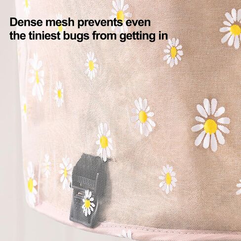 Mosquito Net for Cradle, Mosquito Netting Cover with White Daisy Pattern, Portable Lightweight Breathable Mesh Insect Net for Car Seat, Bassinet, Travel, Camping, Outdoor Use, Personal Bug Protection in Kuwait