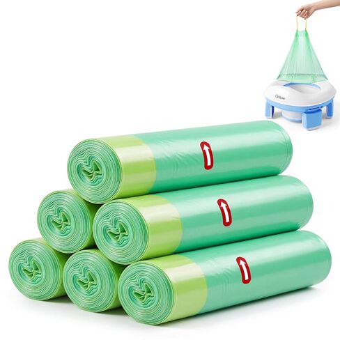 Orzbow Disposable Potty Liners with Drawstring, 18 x 20 inches, 90 Count | Universal Size for Toddler Potty Chairs, Perfect for Home Training, Travel and Camping, Leak-Proof, Super-Thick, Non-Toxic in Kuwait
