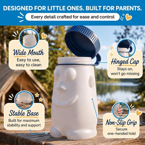 Toddler Urinal with Glow in the Dark Lid - 20 oz/600 mL Portable Kids Urinal, BPA-Free Toddler Urinals for Potty Training, Urinals for Kids, Durable On the Go Potty for Boys in Kuwait