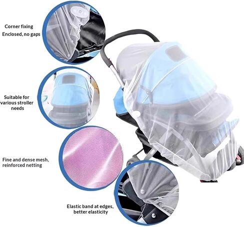 Durable 1mm Hexagonal Fine Mesh Stroller Insect Screen Cover Fit Most Pushchairs, 2 Pack in Kuwait
