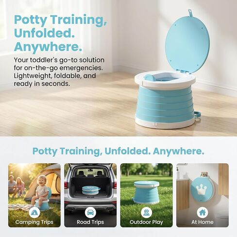 Portable Potty for Toddler Travel Foldable Potty Seat for Toddler Training Toilet for Kids Boys Girls Car On The Go Potty Travel Toilet Chair for Camping Park Indoor/Outdoor in Kuwait