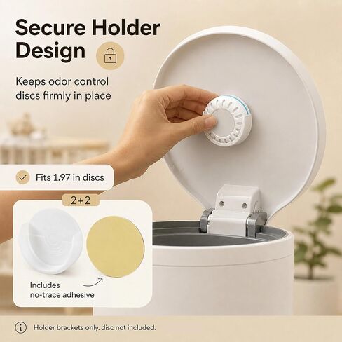 2 Pack Deodorizer Puck Holder for Trash Cans & Diaper Pails, Secure Adhesive Mount Fits 1.97 Inch Odor Control Pucks, Compatible with Arm & Hammer Nursery Fresheners in Kuwait