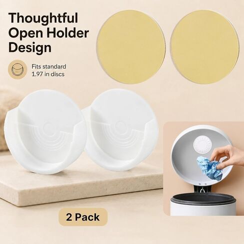 2 Pack Deodorizer Puck Holder for Trash Cans & Diaper Pails, Secure Adhesive Mount Fits 1.97 Inch Odor Control Pucks, Compatible with Arm & Hammer Nursery Fresheners in Kuwait