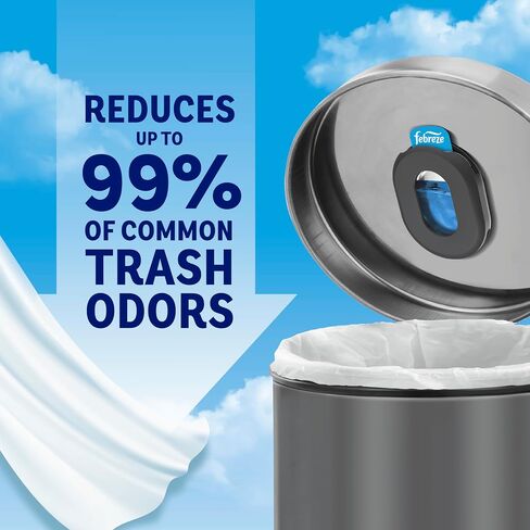 Febreze Can Odor Fighter, Can Air Freshener, Stick-On Deodorizer for Garbage Cans, Diaper Pails, Works with Scented Bags, Fresh Lemon and Linen & Sky Scents, 2 Holders + 2 Refills in Kuwait