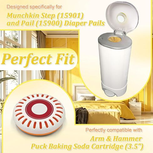 Lemon Diaper Pail Deodorizer Refills for Munchkin Diaper Pails | Refills Compatible with Arm & Hammer Puck Cartridge, 1 Cartridge & 4 Lemon Scented Odor Remover Refills in Kuwait