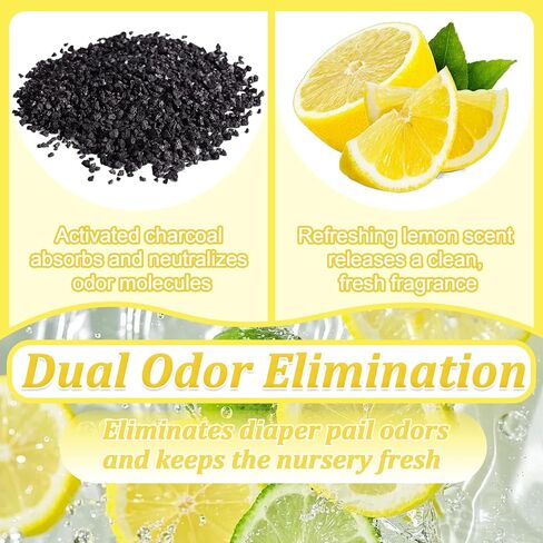 Lemon Diaper Pail Deodorizer Refills for Munchkin Diaper Pails | Refills Compatible with Arm & Hammer Puck Cartridge, 1 Cartridge & 4 Lemon Scented Odor Remover Refills in Kuwait