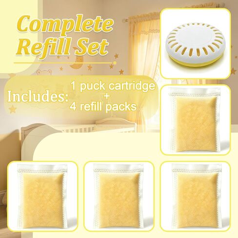Lemon Diaper Pail Deodorizer Refills for Munchkin Diaper Pails | Refills Compatible with Arm & Hammer Puck Cartridge, 1 Cartridge & 4 Lemon Scented Odor Remover Refills in Kuwait