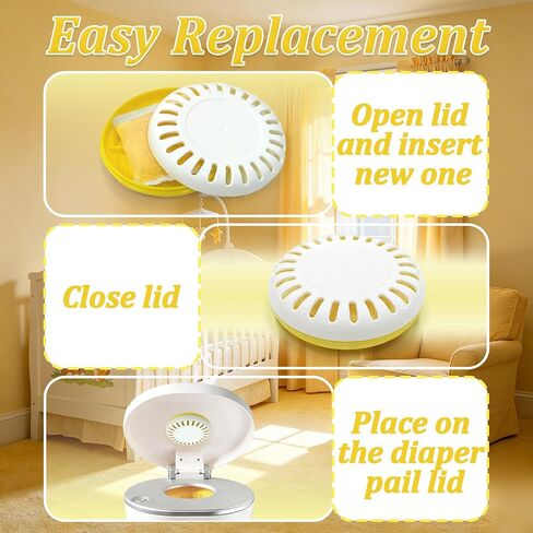 Lemon Diaper Pail Deodorizer Refills for Munchkin Diaper Pails | Refills Compatible with Arm & Hammer Puck Cartridge, 1 Cartridge & 4 Lemon Scented Odor Remover Refills in Kuwait