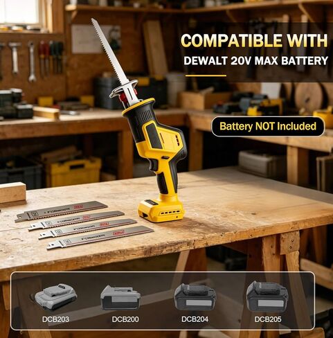 Cordless Reciprocating Saw Compatible with Dewalt 20V Battery, Brushless Sawzall with 2-Speed Control, 4 Tool-Free Blade Change, Compact & Lightweight for Wood, Metal, PVC Cutting (No Battery) in Kuwait