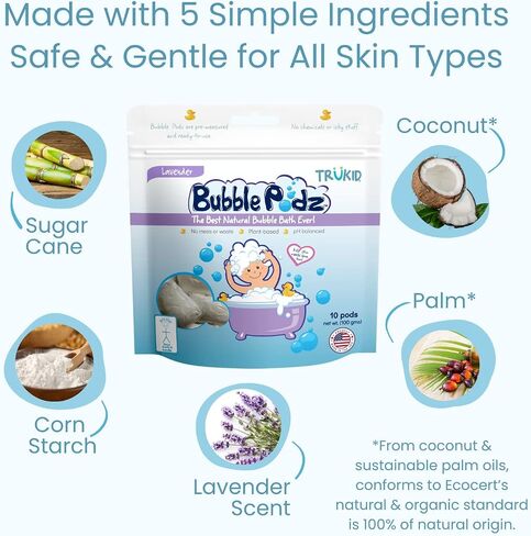 TruKid Lavender Bubble Podz & BubbleGlove Set – Bubble Bath Pods with 2 Wash Gloves for a Calming Bath Routine in Saudi Arabia