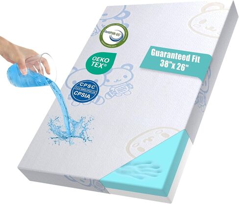 38"x26"x1.42" Dual-Sided Gel Memory Foam Pack and Play Mattress Pad | Waterproof & Washable cover. Portable travel mini crib & playard mattress topper replacement for baby & toddler playpens. in Kuwait