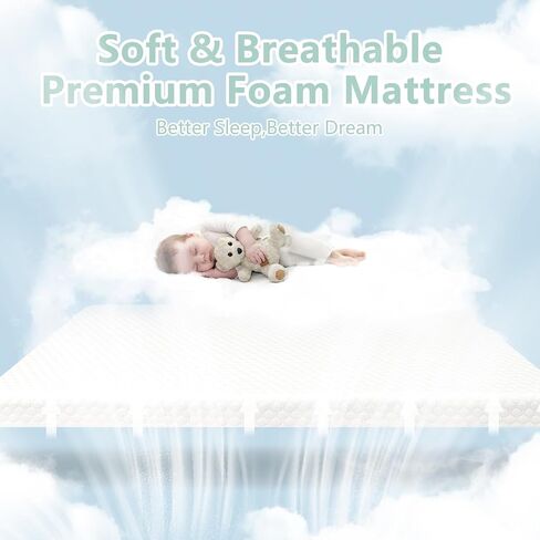 Pack N Play Mattress,38x26Soft&Firm Memory Foam Play Pen Mattress | Portable,Removable Breathable Cover,Skin Friendly Fabric,Machine-Washable in Kuwait