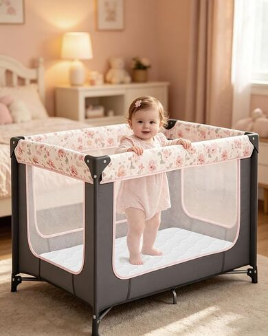 Pack and Play Mattress, 38"x26" Comfortable Soft & Firm Breathable Pack n Play Mattresses, Portable Baby Playpen Mattress with Carry Bag, Removable Washable Cover - 38"x26"x1.5" in Kuwait