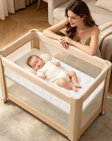 Pack and Play Mattress, 38"x26" Comfortable Soft & Firm Breathable Pack n Play Mattresses, Portable Baby Playpen Mattress with Carry Bag, Removable Washable Cover - 38"x26"x1.5" in Kuwait