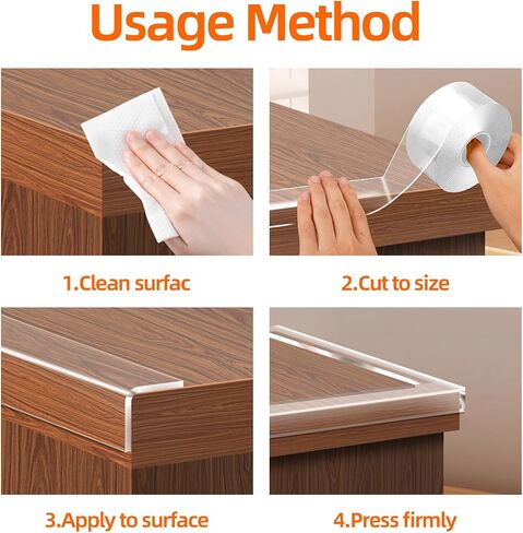 Clear Edge Protector Strip for Furniture, 0.8in x 9.84ft Invisible Corner Guards, No-Residue Self-Adhesive Sharp Edge Cushion Bumper for Table, Countertop, Cabinet, Door Frame, Home Safety in Kuwait