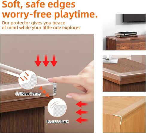 Clear Edge Protector Strip for Furniture, 0.8in x 9.84ft Invisible Corner Guards, No-Residue Self-Adhesive Sharp Edge Cushion Bumper for Table, Countertop, Cabinet, Door Frame, Home Safety in Kuwait
