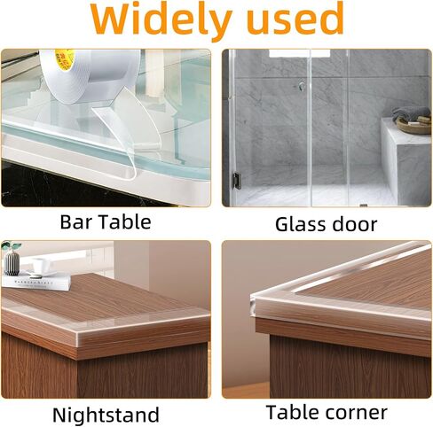 Clear Edge Protector Strip for Furniture, 0.8in x 9.84ft Invisible Corner Guards, No-Residue Self-Adhesive Sharp Edge Cushion Bumper for Table, Countertop, Cabinet, Door Frame, Home Safety in Kuwait