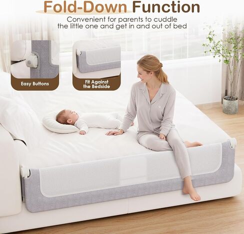Bed Rail for Toddlers, 71 Inch Swing Down Toddler Bed Rails with Wider U-Shape Base, Breathable Baby Bed Rail Guard for King, Queen, Full, Twin Bed Rail for Baby in Kuwait