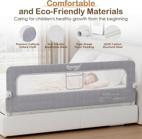 Bed Rail for Toddlers, 71 Inch Swing Down Toddler Bed Rails with Wider U-Shape Base, Breathable Baby Bed Rail Guard for King, Queen, Full, Twin Bed Rail for Baby in Kuwait