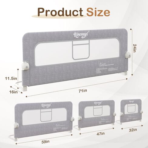 Bed Rail for Toddlers, 71 Inch Swing Down Toddler Bed Rails with Wider U-Shape Base, Breathable Baby Bed Rail Guard for King, Queen, Full, Twin Bed Rail for Baby in Kuwait