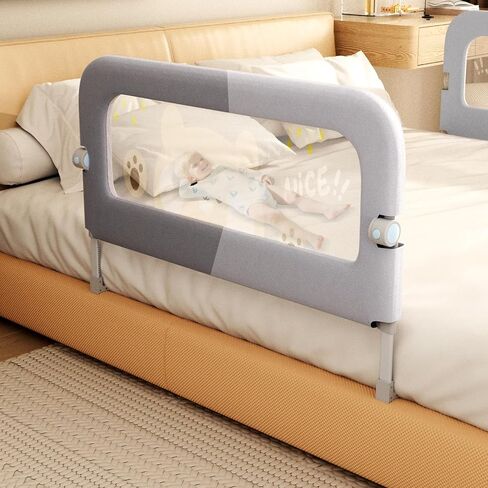 Bed Guard Rail for Toddlers - 47 inches Lift Foldable Toddler Bed Rails for Kids - Safety Baby Bed Rail Guard with Reinforced - Great Fit for Kids Twin Double, Full Size, Queen, King Size in Kuwait
