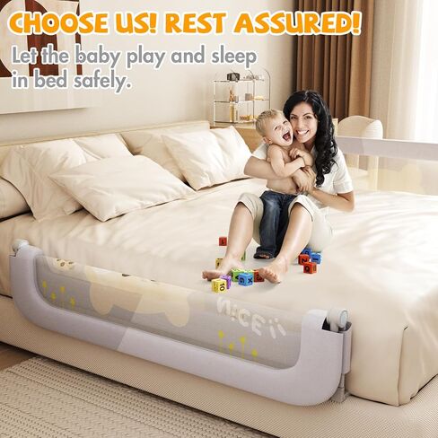 Bed Guard Rail for Toddlers - 47 inches Lift Foldable Toddler Bed Rails for Kids - Safety Baby Bed Rail Guard with Reinforced - Great Fit for Kids Twin Double, Full Size, Queen, King Size in Kuwait