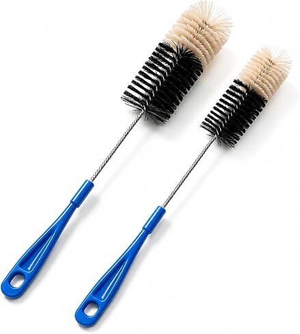 2 Pack 17 Inch Long Bottle Brush Set, Dual 2" & 1.3" Soft Nylon Bristles, Flexible Handle for Narrow Neck Bottles, Water Bottles, Kombucha, Wine Bottles, Spice Jars, Hummingbird Feeders in Kuwait