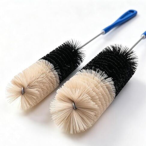 2 Pack 17 Inch Long Bottle Brush Set, Dual 2" & 1.3" Soft Nylon Bristles, Flexible Handle for Narrow Neck Bottles, Water Bottles, Kombucha, Wine Bottles, Spice Jars, Hummingbird Feeders in Kuwait