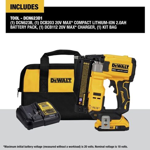 DEWALT DCN623D1R 20V MAX ATOMIC COMPACT Brushless Lithium-Ion 23 Gauge Cordless Pin Nailer Kit (2 Ah) (Renewed) in Kuwait