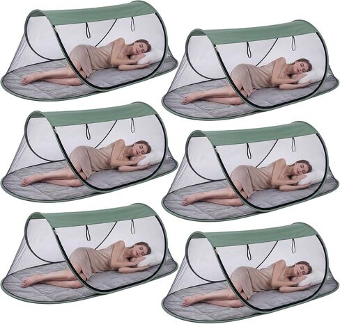 4 Pack Pop up Mosquito Net Tent for Camping Bed, 78.7 x 31.5 x 22 Inches Portable Bug Netting for Outdoor Travel, Scout Camping Essentials Bulk Foldable Mosquito Net (Army Green and Black) in Kuwait