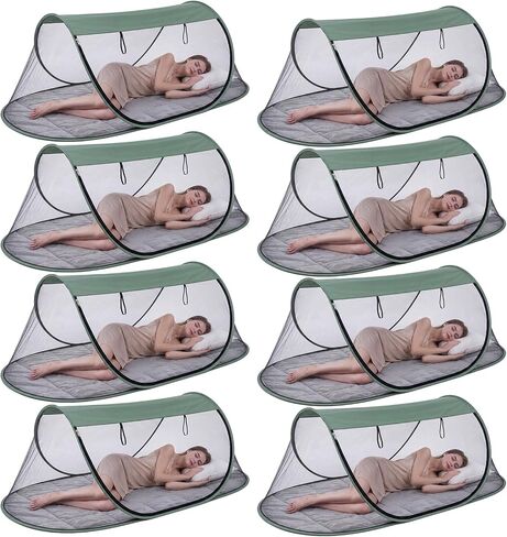 4 Pack Pop up Mosquito Net Tent for Camping Bed, 78.7 x 31.5 x 22 Inches Portable Bug Netting for Outdoor Travel, Scout Camping Essentials Bulk Foldable Mosquito Net (Army Green and Black) in Kuwait
