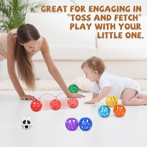 MCGMITT Baby Ball Toy with Holes, 8PCS Easy Grip Food Grade Silicone Baby Toys 0-6 Months, Colorful Soft BPA Free Montessori Baby Teethers 6-12 Months, Stretchy Newborn Infant Sensory Balls in Kuwait