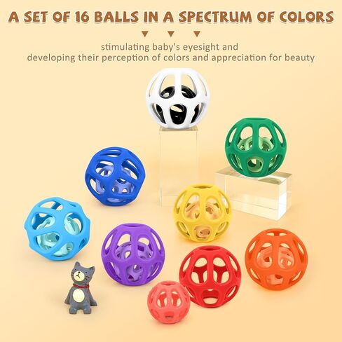 MCGMITT Baby Ball Toy with Holes, 8PCS Easy Grip Food Grade Silicone Baby Toys 0-6 Months, Colorful Soft BPA Free Montessori Baby Teethers 6-12 Months, Stretchy Newborn Infant Sensory Balls in Kuwait