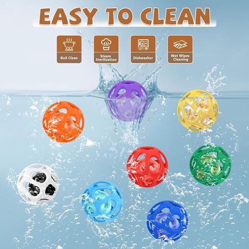MCGMITT Baby Ball Toy with Holes, 8PCS Easy Grip Food Grade Silicone Baby Toys 0-6 Months, Colorful Soft BPA Free Montessori Baby Teethers 6-12 Months, Stretchy Newborn Infant Sensory Balls in Kuwait