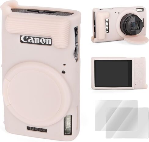 Rieibi Camera Case for Canon PowerShot ELPH 360, Accessories for Canon elph 360 Hs Camera with 2 Pack Screen Protectors & Detachable Lens Cover, Slim Fit Anti-Scratch Protective Sleeve(Dark Gray) in Kuwait