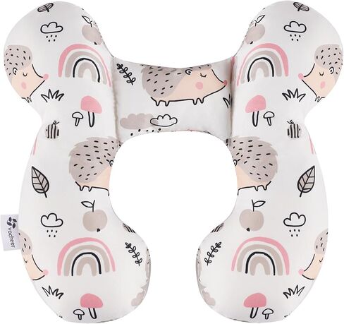 vocheer Baby Travel Pillow(Upgraded), Head and Neck Support Pillow for Pushchair, Car Seat, Stroller, Bouncer, Cotton(Hedgehog) in Kuwait