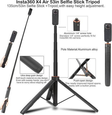 PellKing Accessories Kit for Insta360 X4 Air, Invisible Selfie Stick Tripod,Carrying Case,Magnetic Car Mount, Handlebar Mount, 4 pcs Body Mount, Helmet Mount,Metal 1/4'' Adapter,Silicone Case&Other in Kuwait