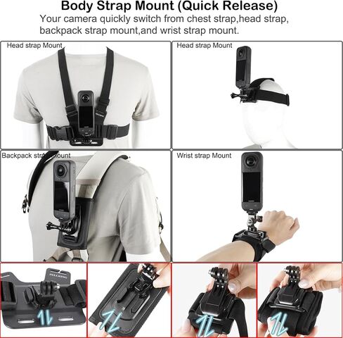PellKing Accessories Kit for Insta360 X4 Air, Invisible Selfie Stick Tripod,Carrying Case,Magnetic Car Mount, Handlebar Mount, 4 pcs Body Mount, Helmet Mount,Metal 1/4'' Adapter,Silicone Case&Other in Kuwait
