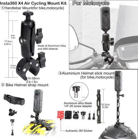 PellKing Accessories Kit for Insta360 X4 Air, Invisible Selfie Stick Tripod,Carrying Case,Magnetic Car Mount, Handlebar Mount, 4 pcs Body Mount, Helmet Mount,Metal 1/4'' Adapter,Silicone Case&Other in Kuwait