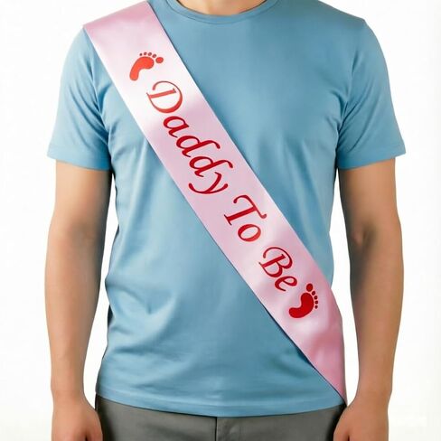 Daddy to Be Sash, Baby Shower Dad Sash Pink, Gender Reveal Gift for Dad | Baby Girl Shower Gifts for New Parent, Dadchelor Diaper Party Decor, Promoted to Papa, New Dad 2026 Gifts for Men First Time in Kuwait