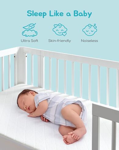 Viscose Derived from Bamboo Crib Mattress Protector, 100% Waterproof, Oeko-TEX Certified Baby Mattress Cover, for Standard Crib & Toddler Bed, Machine Washable & Dryer-Friendly, 52" x 28" in Kuwait