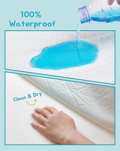 Viscose Derived from Bamboo Crib Mattress Protector, 100% Waterproof, Oeko-TEX Certified Baby Mattress Cover, for Standard Crib & Toddler Bed, Machine Washable & Dryer-Friendly, 52" x 28" in Kuwait