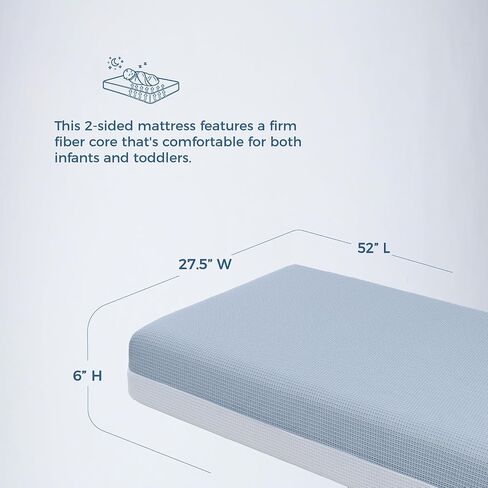 Crib Mattress 6", 2-Stage Certified Safe for Infant & Toddler 100-Day Trial | Firm Side for 0-12 Months, Soft Gel Memory Foam Side for 1-6 Years, Machine Washable Cover, Fits Standard Crib & Toddler Bed in Kuwait