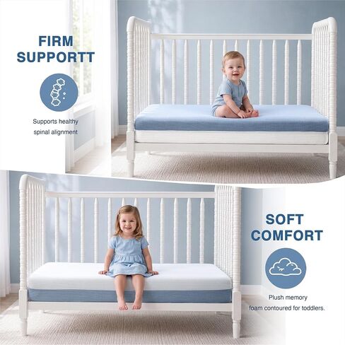 Crib Mattress 6", 2-Stage Certified Safe for Infant & Toddler 100-Day Trial | Firm Side for 0-12 Months, Soft Gel Memory Foam Side for 1-6 Years, Machine Washable Cover, Fits Standard Crib & Toddler Bed in Kuwait
