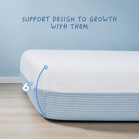 Crib Mattress 6", 2-Stage Certified Safe for Infant & Toddler 100-Day Trial | Firm Side for 0-12 Months, Soft Gel Memory Foam Side for 1-6 Years, Machine Washable Cover, Fits Standard Crib & Toddler Bed in Kuwait